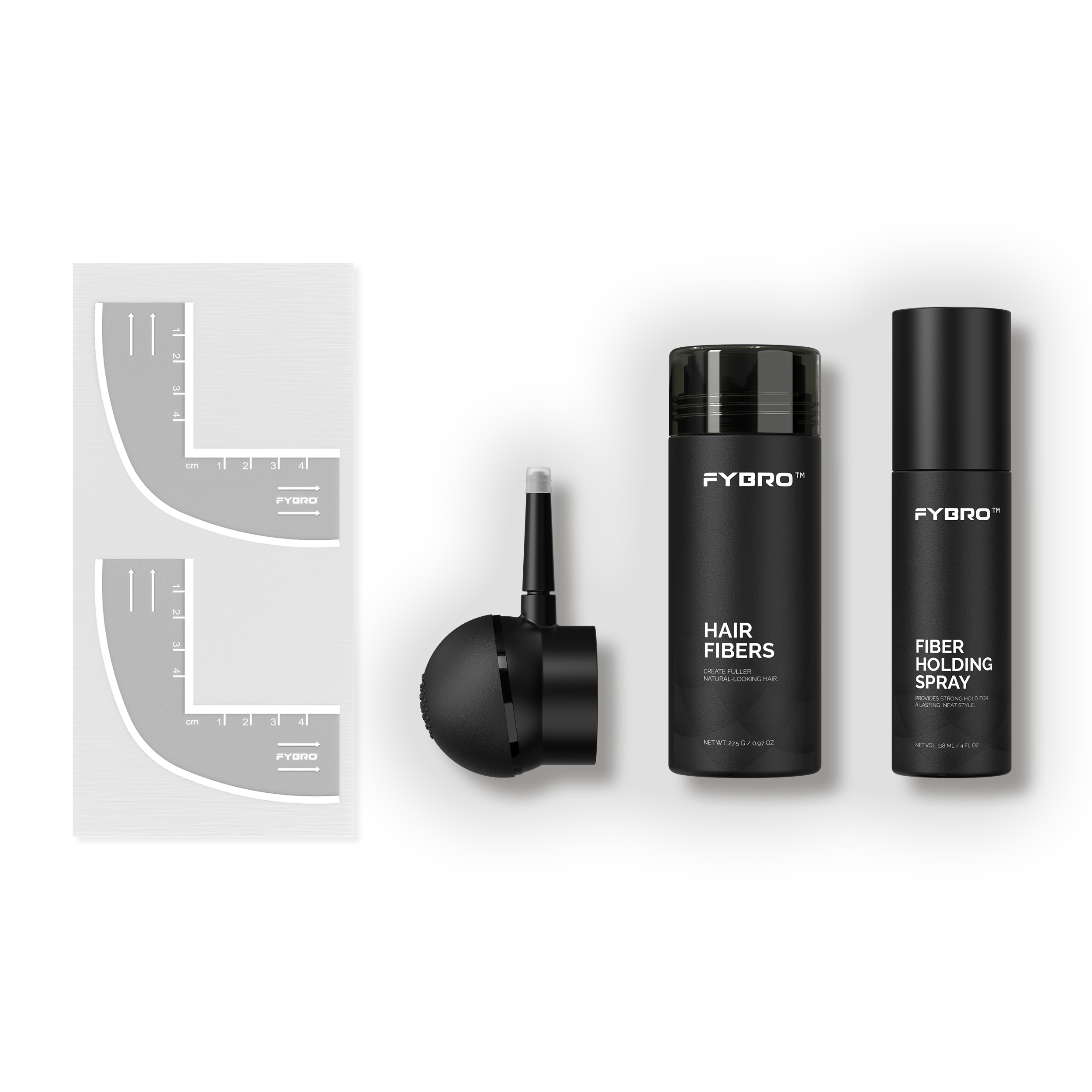 THE SIDES & BEARD KIT™ (3-IN-1 Stencils - 32 pack, Hair Fibers, Hold Spray & Applicator Pump)